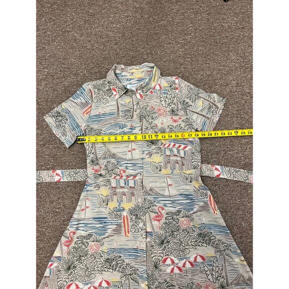 Denim & Co. Shirt Dress Belted Waist Printed Midi Multicolor Women's Size S - Picture 6 of 12